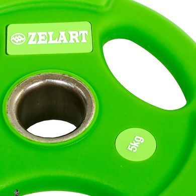 Диски для штанги поліуретанові Zelart TA-5336-50-5 50мм 5кг салатовий
