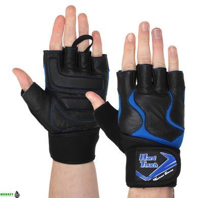 Перчатки для фитнеса и тяжелой атлетики HARD TOUCH FG-9532 Черный-синий S