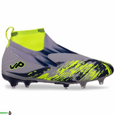Бутсы футбольная обувь с носком OWAXX JP04-B-1 SILVER/LIME/NAVY размер 38-43 (верх-PU, подошва-RB, серый-салатовый-темно-синий)