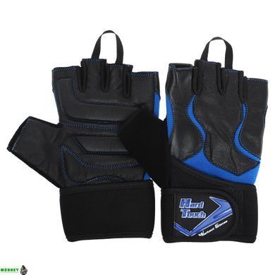 Перчатки для фитнеса и тяжелой атлетики HARD TOUCH FG-9532 Черный-синий S
