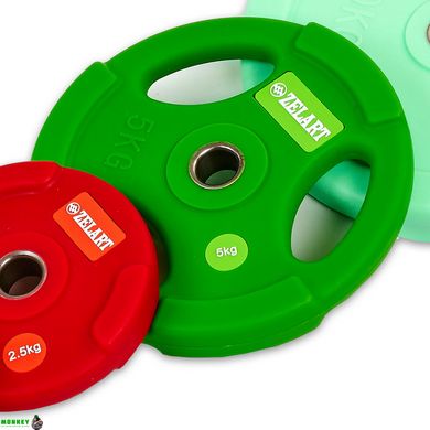 Блины (диски) полиуретановые Zelart TA-5336-50-5 50мм 5кг салатовый