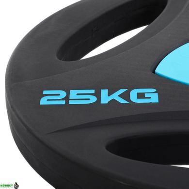 Блины диски полиуретановые с тройным хватом и металлической втулкой LiveUp LP8020-25 &oslash;51мм 25кг черный