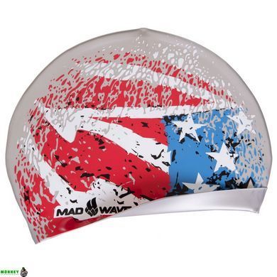 Шапочка для плавания MadWave USA M055303001W синий-красный