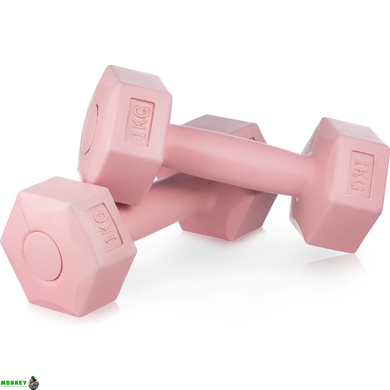 Гантелі для фітнесу композитні Gymtek 2х1кг рожевий