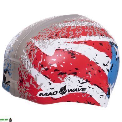Шапочка для плавания MadWave USA M055303001W синий-красный