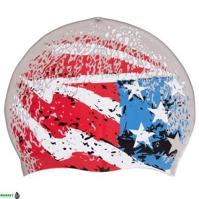 Шапочка для плавания MadWave USA M055303001W синий-красный
