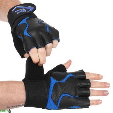 Перчатки для фитнеса и тяжелой атлетики HARD TOUCH FG-9532 Черный-синий S