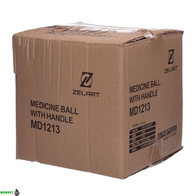 М'яч медичний медбол з двома ручками Zelart FI-2619-5 5кг сірий-зелений