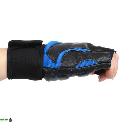 Перчатки для фитнеса и тяжелой атлетики HARD TOUCH FG-9532 Черный-синий S