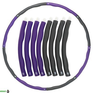 Обруч складной мягкий Хула Хуп Hula Hoop SP-Sport BY-018 Малиновый-серый 8 секций двухцветный