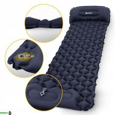 Килимок (каримат) надувний Mountain Goat 190 x 58 x 5 см з вбудованим насососм Navy Blue (P-5905973400916)