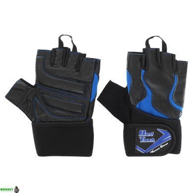 Перчатки для фитнеса и тяжелой атлетики HARD TOUCH FG-9532 Черный-синий S