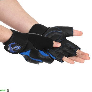 Перчатки для фитнеса и тяжелой атлетики HARD TOUCH FG-9532 Черный-синий S