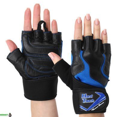 Перчатки для фитнеса и тяжелой атлетики HARD TOUCH FG-9532 Черный-синий S
