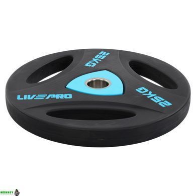 Блины диски полиуретановые с тройным хватом и металлической втулкой LiveUp LP8020-25 &oslash;51мм 25кг черный