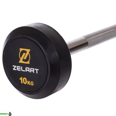 Штанга фиксированная прямая обрезиненная Zelart Rubber Coated Barbell TA-2685-10 длина-95см 10кг