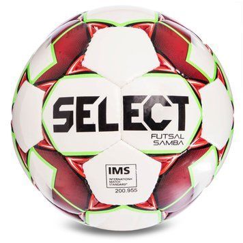 Мяч футзальный №4 SELECT FUTSAL SAMBA IMS NEW (FPUS 1200, белый-красный-салатовый)
