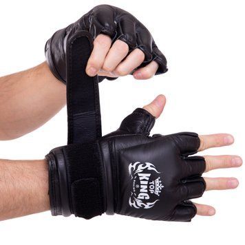 Рукавички для змішаних єдиноборств шкіряні MMA TOP KING Extreme TKGGE Чорний S