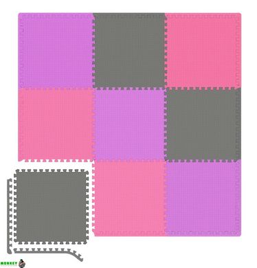 Мат-пазл Hop-Sport EVA 1см HS-A010PM - 9 частин сірий/фіолетовий/рожевий