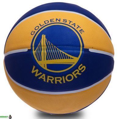 Мяч баскетбольный резиновый SPALDING NBA Team WARRIORS 83304Z №7 синий-желтый