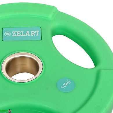 Диски для штанги поліуретанові Zelart TA-5336-50-10 50мм 10кг м'ятний