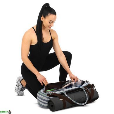 Сумка для йога килимка KINDFOLK Yoga bag SP-Sport FI-6969-6 сірий-синій