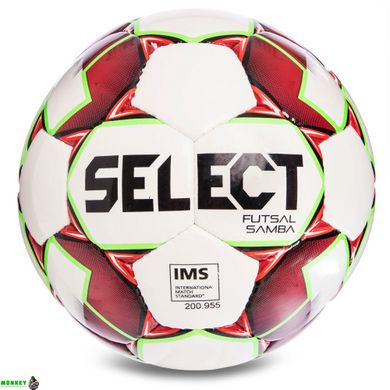 Мяч футзальный №4 SELECT FUTSAL SAMBA IMS NEW (FPUS 1200, белый-красный-салатовый)