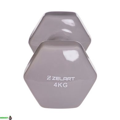 Гантель для фитнеса с виниловым покрытием Zelart TA-2777-4 1шт 4кг цвета в ассортименте