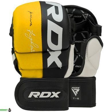 Перчатки для ММА (Греплинговые перчатки) RDX T6 Plus Rex Yellow L (капа в комплекте)