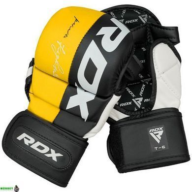 Перчатки для ММА (Греплинговые перчатки) RDX T6 Plus Rex Yellow L (капа в комплекте)