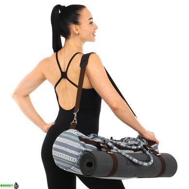 Сумка для йога килимка KINDFOLK Yoga bag SP-Sport FI-6969-6 сірий-синій