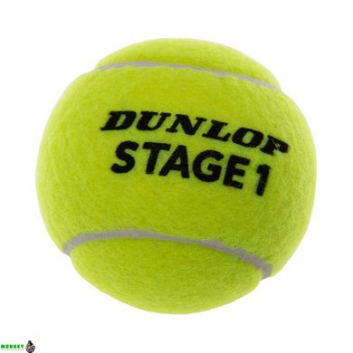М'яч для великого тенісу DUNLOP STAGE 1 GREEN DL601338 3шт салатовий