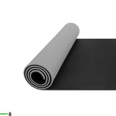 Коврик (мат) для йоги та фітнесу 4FIZJO TPE 1 см 4FJ0203 Grey/Black
