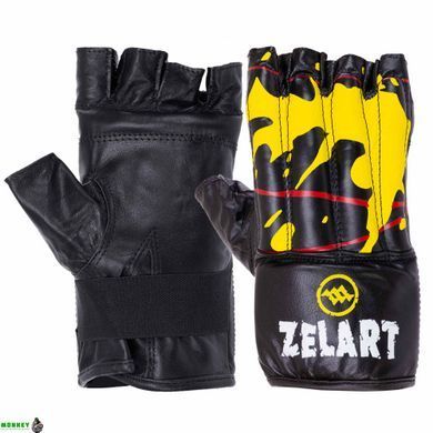 Снарядные перчатки кожаные Zelart ZB-4224 Черный L размер