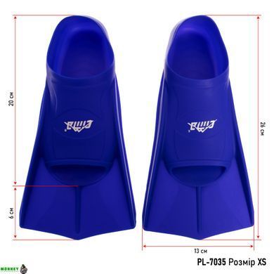 Ласты для тренировок в бассейне короткие с закрытой пяткой CIMA PL-7035 Синий 2XS (27-29)