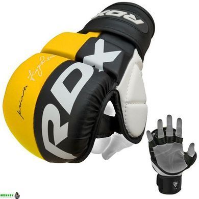 Перчатки для ММА (Греплинговые перчатки) RDX T6 Plus Rex Yellow L (капа в комплекте)