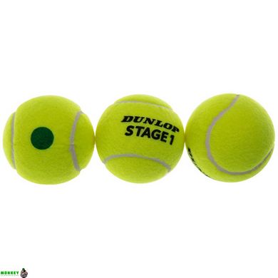 Мяч для большого тенниса DUNLOP STAGE 1 GREEN DL601338 3шт салатовый