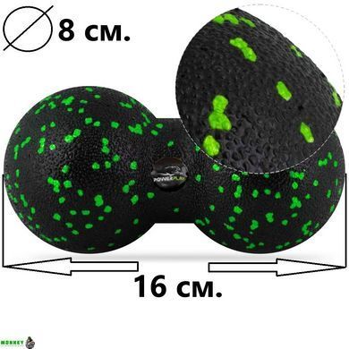 Массажный мяч двойной PowerPlay PP-4352 Epp foam peanut ball (d8*16cm.) Черно/Зеленый