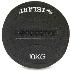 Мяч для кроссфита набивной в кевларовой оболочке 10кг Zelart WALL BALL FI-7224-10 (кевлар, наполнитель-метал. гранулы, d-35см, черный)