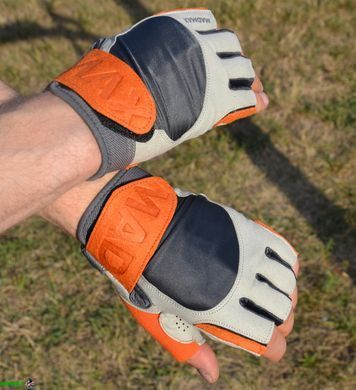 Рукавички для фітнесу MadMax MFG-850 Crazy Grey/Orange L
