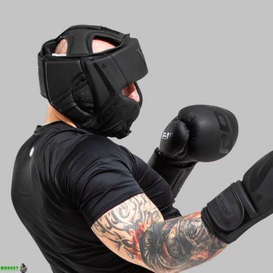 Боксерский шлем RDX T15 Noir Cheek Protector Matte Black L (капа в комплекте)