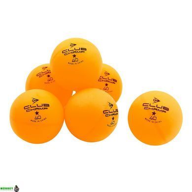 Набор мячей для настольного тенниса DUNLOP CLUB CHAMP 1* 40+ MT-679175 6шт оранжевый