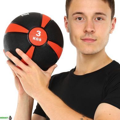 М'яч медичний медбол Zelart Medicine Ball FI-5122-3 3кг чорний-червоний