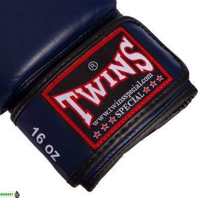 Перчатки боксерские кожаные TWINS BGVLA2 16 унций темно-синий-белый