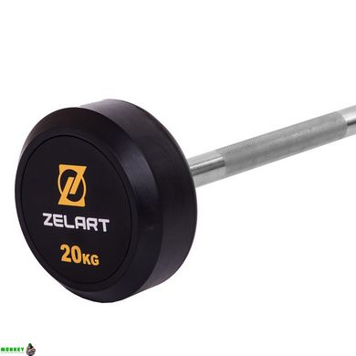 Штанга фиксированная прямая обрезиненная Zelart Rubber Coated Barbell TA-2685-20 длина-95см 20кг