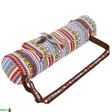 Сумка для йога коврика Yoga bag FODOKO SP-Sport FI-6972-5 (размер 16смх70см, полиэстер, хлопок, оранжевый-голубой)