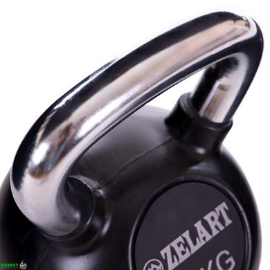 Гиря обрезиненная с хромированной ручкой Zelart ТА-5162-24 вес 24кг черный