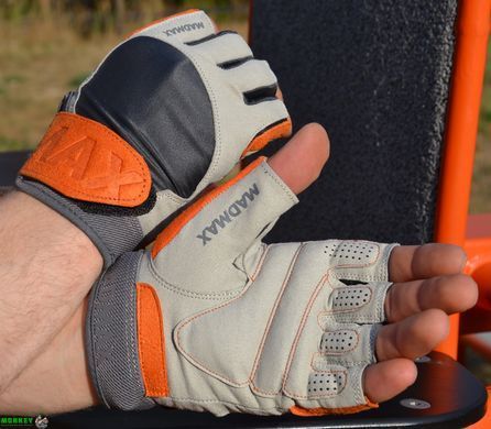 Рукавички для фітнесу MadMax MFG-850 Crazy Grey/Orange L
