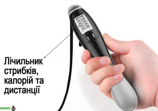 Швидкісна скакалка з лічильником EasyFit чорний-сірий