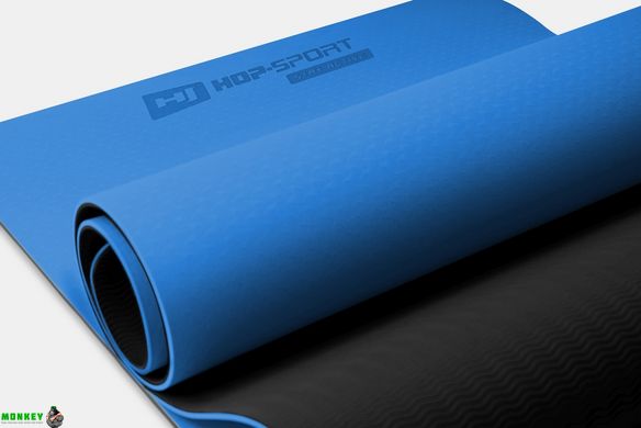 Мат для фітнесу та йоги Hop-Sport TPE 0,6см HS-T006GM синій